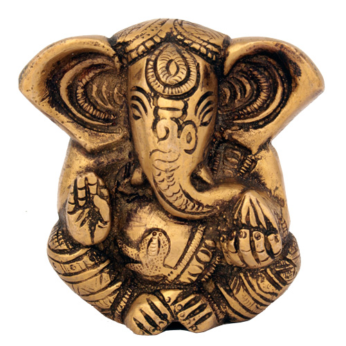 Statuen / Ganesha / Ganesha mit OM, hell-antik, 7,5 cm